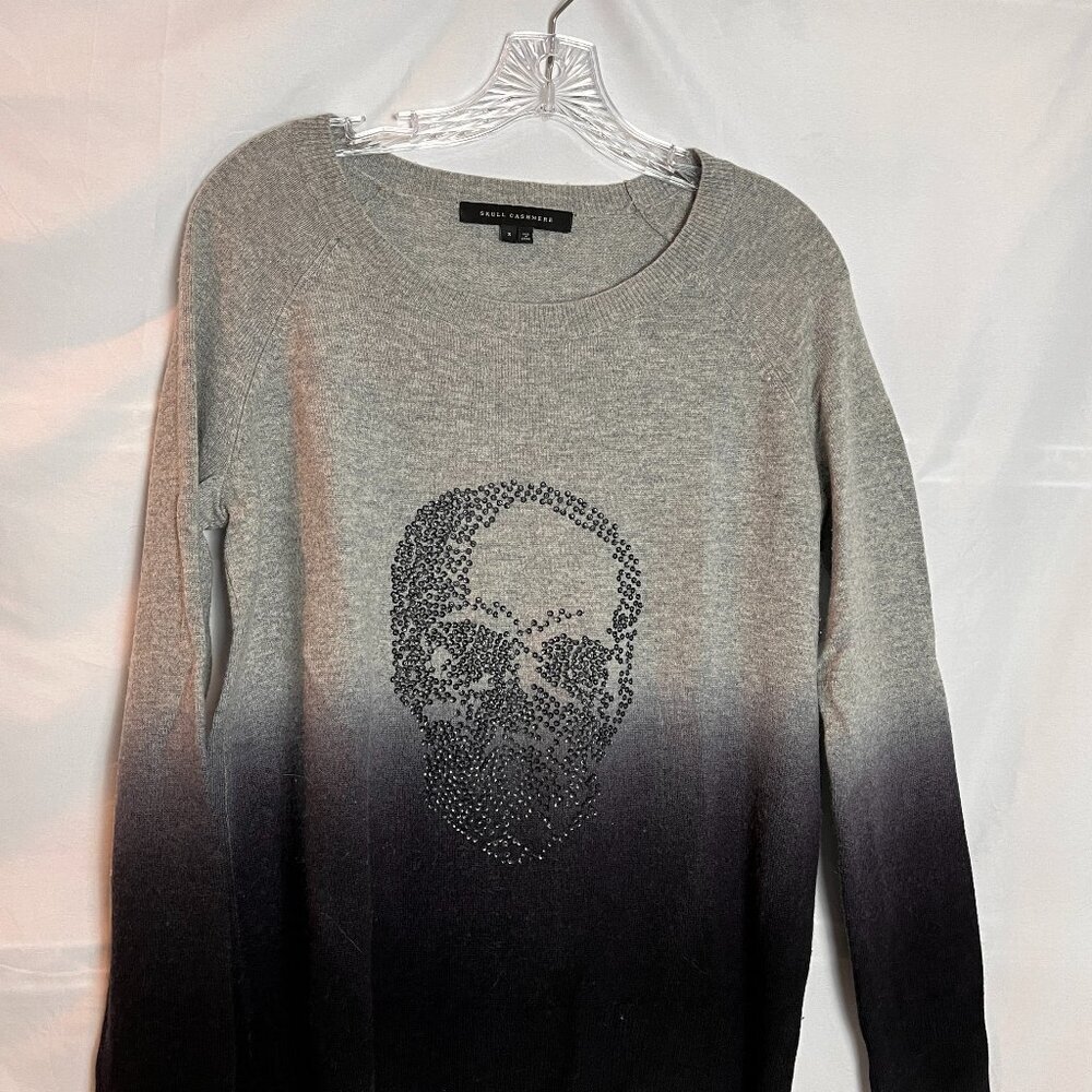 Women's Grey Ombre Skull Cashmere Sweater Size S